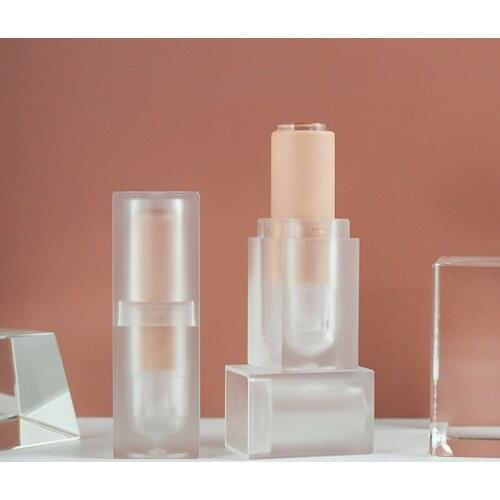 INS Crystal Acrylic Pink Lip Gloss Tube Transparent / Frosted Matte Pink Square Lipstick Tube Empty Cosmetic Lip Balm Container