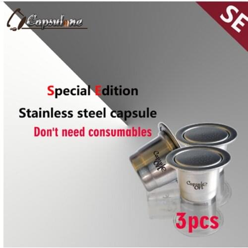 Capsulone compatible capsule for nespress ocoffee machine/espresso reusable coffee capsule/ sticker lids refillable capsules 3pc