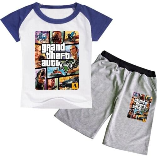 Summer Anime GTA 5 Game Child Clothing Set 3D Print Kids Casual T-shirt Boy New Sport Fashion Hip hop Harajuku Style Shorts Suit
