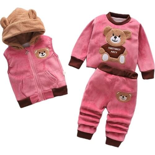 Baby Girls Clothes Suit Newborn Fashion Cute Sweater Vest Pants 3 Pcs Boys Autumn Suit Kids Winter Outfits Infants Clothing Sets