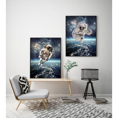 Milky Way Planet Surface Nebula Landscape Astronaut and Space HD Canvas Painting Poster Decorative Painting Wall Background Art