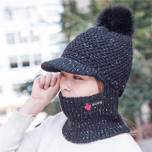 Korean style fashionable fleece-lined ear cap womens winter all-match cute warm cycling wool hat winter Maple Leaf ecea