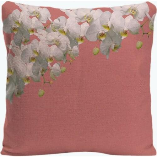 White Flowers Printing Throw Pillow Case Decorative Pink Pillowcase Perfect Gift By Lvsure For Car Sofa Seat