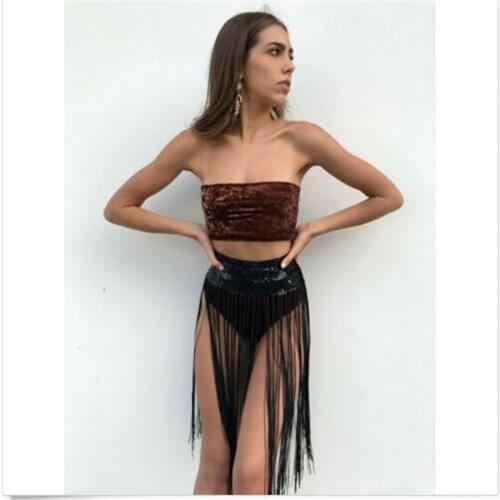 New Cover Up Beach Woman Sexy Women Sequin Shiny Club Mini Skirt Party Beach Dress Dance Tassle Fringe Summer Beach Skirts