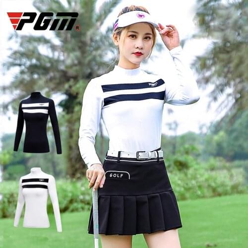Autumn Golf Clothing Womens Long Sleeve Shirts Breathable Sunscreen Striped Bottoming Tops Slim Fit Golf Apparel