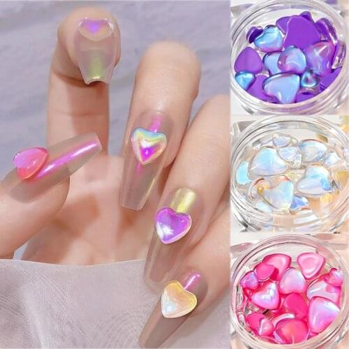 1 Box Transparent Crystal Nail Rhinstones Heart Shape Stones Mixed Size Nail Art Decorations Manicure Tips Gems Accessories