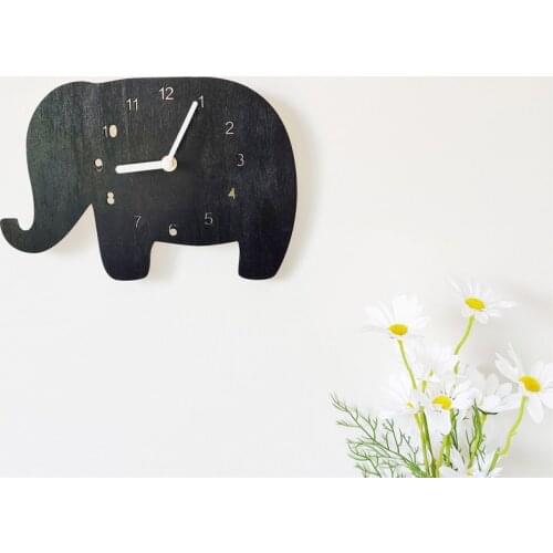 Nordic Wooden Elephant Unicorn Wall Clock Kids Room Decoration Children Room Cute Wall Clock Home Decorations