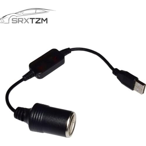 SRXTZM 1pc 5V 2A USB To 12V 8W Cigarette Lighter Socket USB Male to Female Cigarette Lighter Adapter Converter FOR Car Universal
