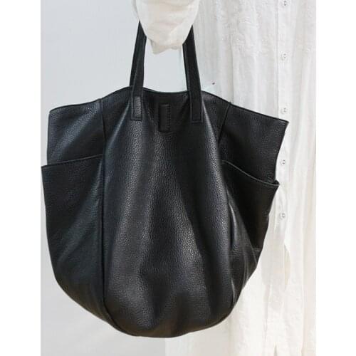 Large-capacity retro single shoulder bag casual real first layercowhide shopping bag with drawstring inner bag messenger handbag