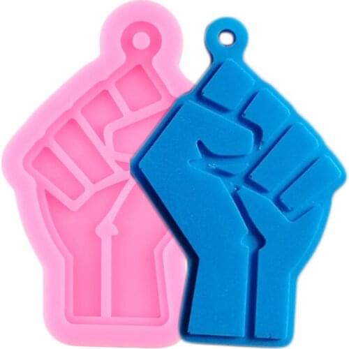 Super Glossy Resin Mold Blm Fist Keychain Epoxy Craft Silicone Molds Pendant Polymer Clay Mould DIY Necklace Jewelry Making