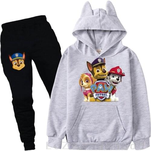 Hot Boys Hoodies Clothes Suit PAW PATROL Children Anime Cartoon Print Hoodies Tops+Trousers 2pcs Clothing Set Tracksuit