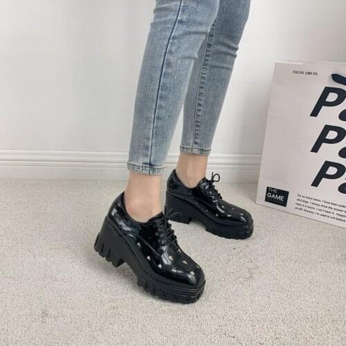Lace Up Wedge Oxfords Women Slip on Pump Designer Casual Platform Loafers Patent Leather Heightening Shoes Zapatos De Mujer