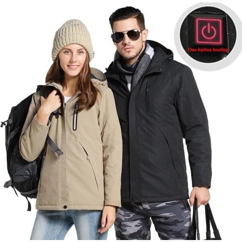 Outdoor Men Women Winter Usb Heating Thick Cotton Jacket Hiking Waterproof Windbreaker Camping Trekking Climbing Tactics Coats