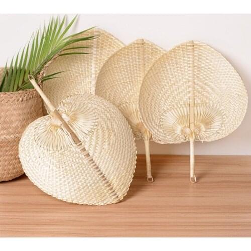 Hand Fans Handmade Straw Fan Hand-woven Palm Hand Fan Summer Cooling Mosquito Repellent #2