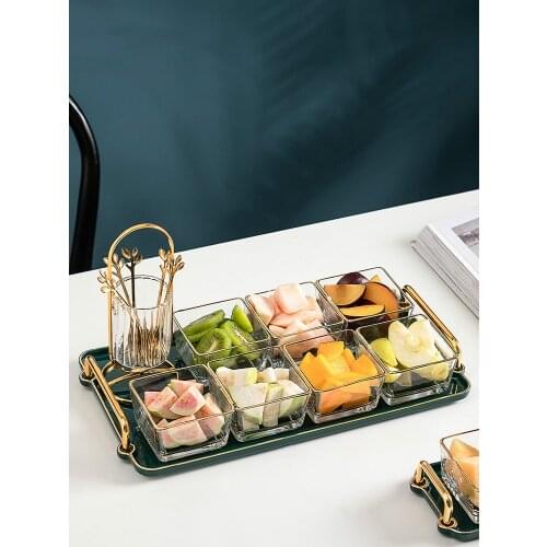 High value, light luxury, creative glass home living room fruit plate snack plate dried fruit snack plate snack plate