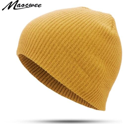 Women Beanie Cap Winter Knitted Adult Casual Hat Unisex Candy color of melon peel cap Solid Color Keep Warm Elastic 23 Color