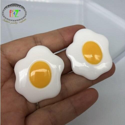 F.J4Z 2019 Big Stud Earrings for Women Fashion Funny Resin Fried Egg Earrings Ladies Jewelry Gifts Brincos Bijoux Dropship