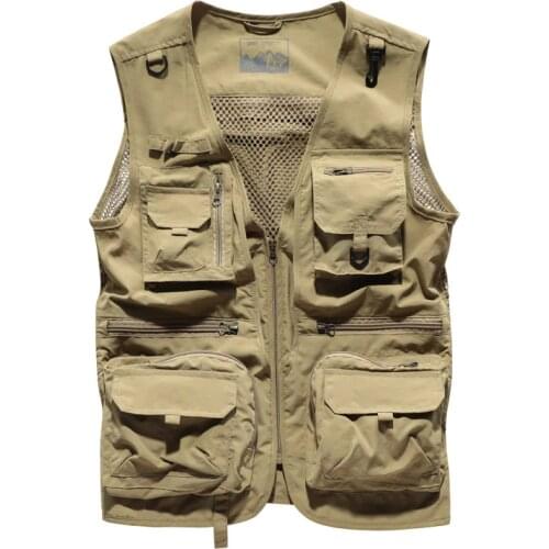 2020 Summer New Vest Men Mesh Breathable Outdoor Multi-pockest Quick Dry Fishing Photography Vest Male Sleeveless Waistcoat Men