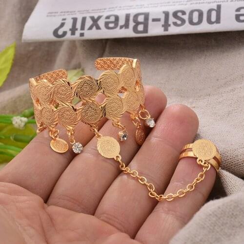 Gold Color Coins Bangles&Bracelets For Girl boy child Money Coin Bracelet Islamic Muslim Arab Middle Eastern African Jewelry