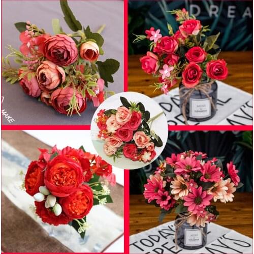 1pcs Artificial Flowers Peony Tea Rose Autumn Silk Fake Flowers for DIY Living Room Home Garden Wedding Decoration home decore