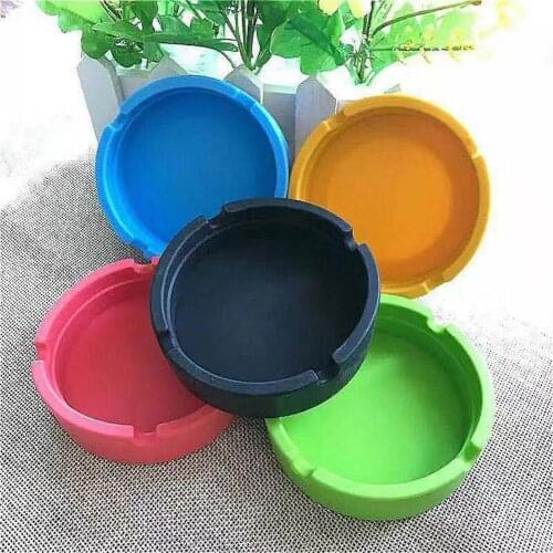 1 Pcs Ashtray Round Durable Protable Silicone Soft Round Ashtray Holder Heat Resistant Tray Plates Desktop Ashtray