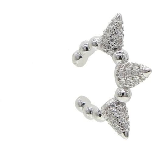 1piece Delicate gold silver color cz spike Cool ear cuff Earring Non-piercing Crystal cz Ear Clip For Girl high quality Jewelry