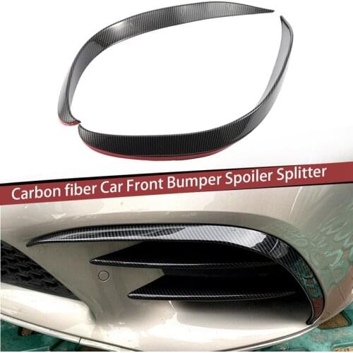 2Pcs Carbon Fiber Car Front Bumper Spoiler Splitter Cover for Mercedes-Benz C-Class C200 C260 W205 2019
