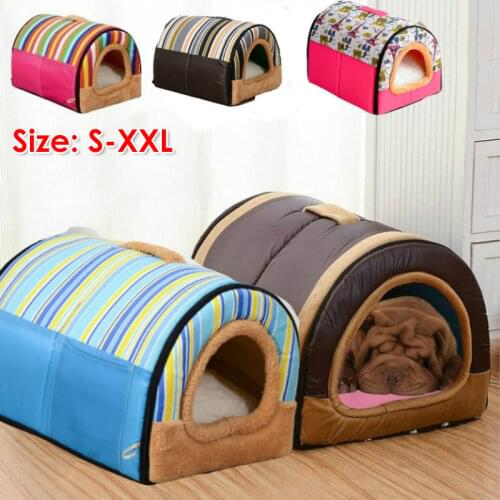 2 in 1 Home and Sofa For Dog Bed Cat Warm Soft Pet Kennel Sofa Sleeping Puppy Bag House Cave Bed Waterproof Pet Bed House S-XXL