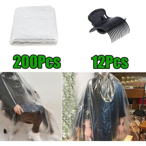 200-piece 47x63 in. Disposable Hair Cutting Capes & 12xClips Set Salon Gown