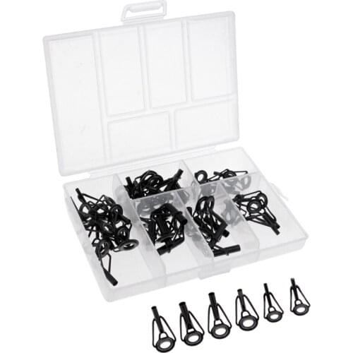 40Pcs/lot Fishing Rod Guides Set Tips Repair Kit DIY Rod Building Eye Rings Pole Repair Kit Replacement Accessories