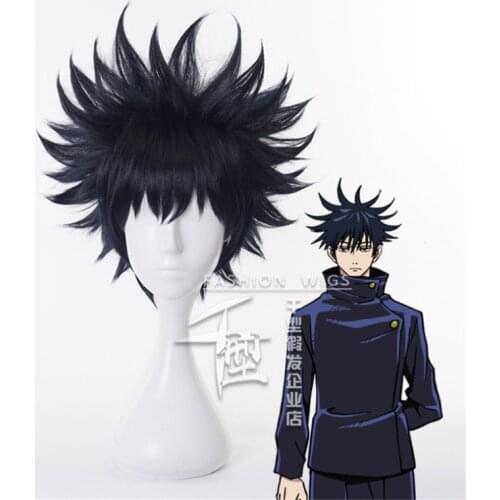 40cm Anime Jujutsu Kaisen Cosplay Fushiguro Megumi Wig Role Playing Wigs Halloween Cosplay Powder Short Explosion Black