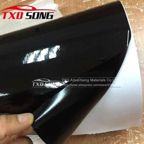 60CM*1/2/3/4/5/6M Glossy Vinyl Black Glossy Vinyl Car Wrap Roll Gloss Black Vinyl Wrap Sticker Film With Air Free bubbles