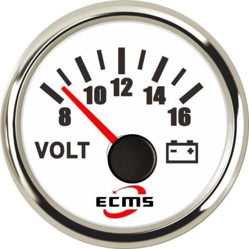 Marine Boat Battery Electrical Car Truck Voltmeter Gauge 8-16V 52mm 2 Inch 316L