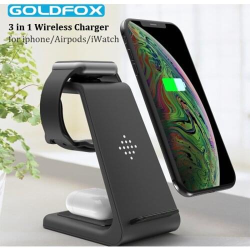 3 In 1 QI Wireless Charger Stand 10W Fast Wireless Charger For Iphone 12 11 Pro Chargeing Dock For Apple Watch 5 4 Airpods Pro