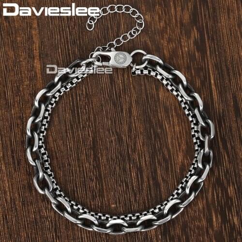 Womens Mens Bracelet Chain Gunmatel Stainless Steel Link Double Chains Bracelets for Men Women Wholesale Jewelry DDB11
