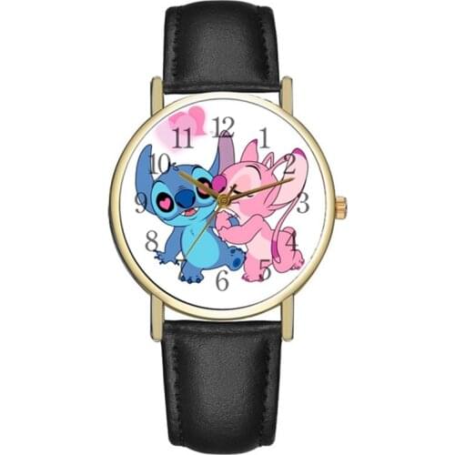 Lilo & Stitch Stitch Childrens metal watch boy girl Cartoons Anime Leather quartz watch fashion Kid watch Boy clock Kid watch