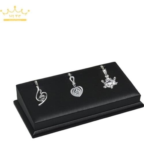 Black PU Leather Jewelry Display Stand for Necklace Pendant Organizer Showcases 20*10*4.5cm