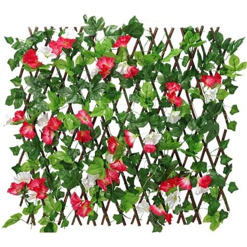 Garden Fence Willow Wooden Hedge With Artificial Flower Leaves Garden Decoration Screening Expanding Trellis Privacy Screen