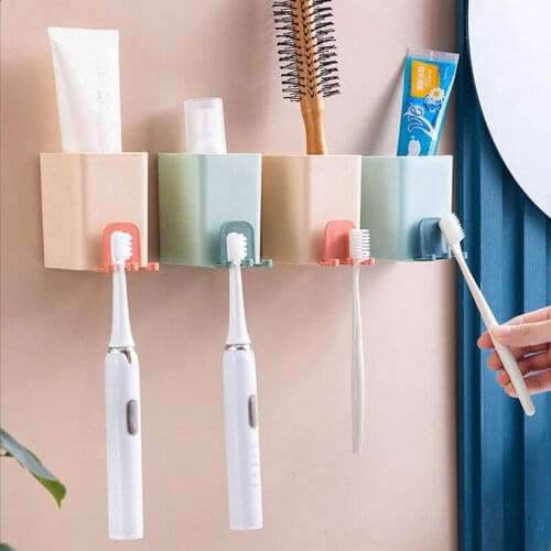 Multifunctional Toothbrush Holder Powerful Suction Cup Can Be Hung With Electric Toothbrush Organizer Storage Box Bathroom