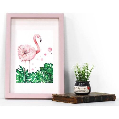 Flamingo wood wall painting，Romantic and sweet