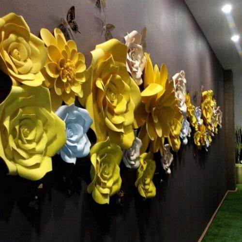 Wedding background window dress3D Crepe Handmade Large Giant for Wedding Backdrop Nursery Bridal Shower Baby Shower Artificial