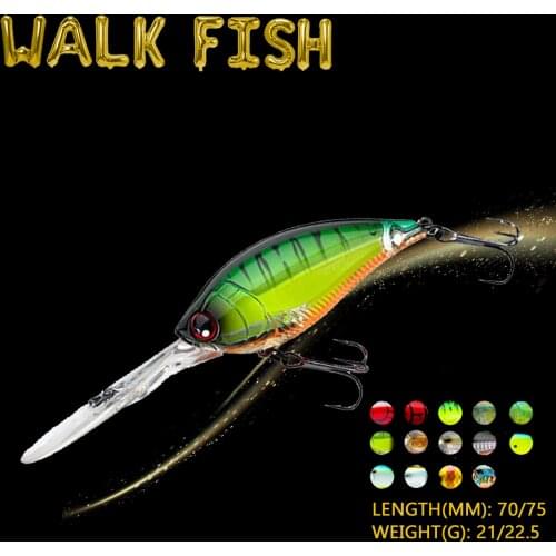 WALK FISH 75mm/70mm Crankbait Fishing Lure Artificial Floating Hard Fishing Baits 3D Eyes Wobbler Swinbait Fishing Tools