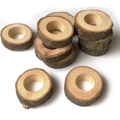 Natural Creative Wooden Unfinished Circle Wood Pendants Napkin Ring for Craft Making Hotel Table DIY Projects Wedding