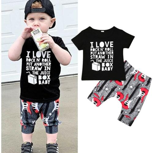 Toddler Kid Baby Boys Summer Clothes Sets Letter Tops T Shirt Tee Pants Tracksuit Outfit Set 1-4Y
