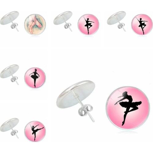 Hot! 2019 New Earrings Pink Minimalist Ballerina Girl Time Glass Convex Girl Earrings Fashion Ladies Childrens Jewelry