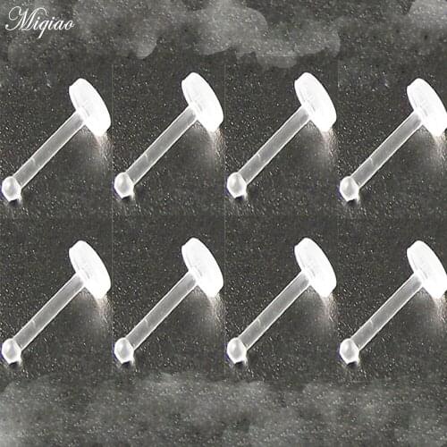 Miqiao 10pcs Fashion New Product Acrylic Transparent Invisible Lip Nails Straight Rod Exquisite Body Piercing Jewelry