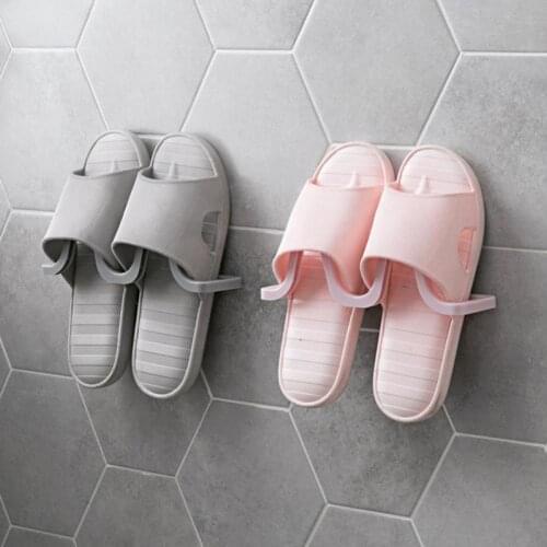 Wall Mounted Shoe Rack Space Saving Shoe Organizer Slippers Hanger Simple Slippers Drain Storage Rack Home Bedroom Organization