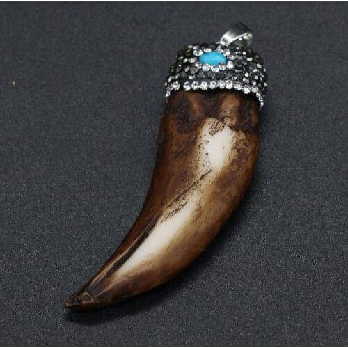 Natural Bone Pendants Ox Horn Shape Charm for Festival Days Jewelry Making DIY Necklace Earring Accessories Size 26x67mm