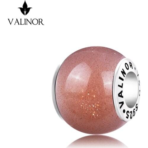 Orange moonstone 925 Sterling Silver beads charms fit Bracelets & Bangles TRBS013