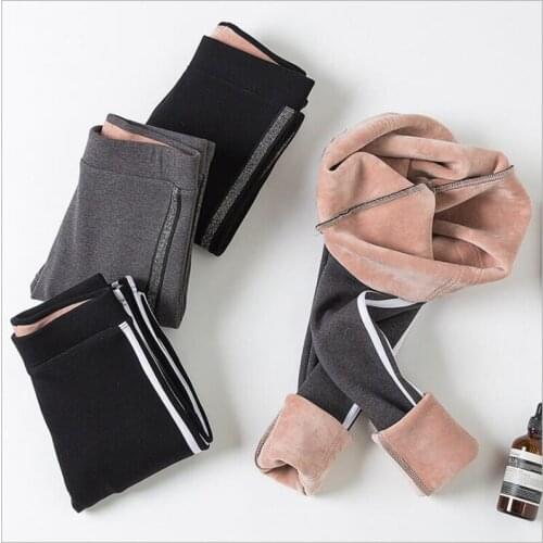 Autumn And Winter Thick Leggings Velvet Leggings Women High Waist Side Striped Sports Pants Cotton Fitness Leggings Warm Z270